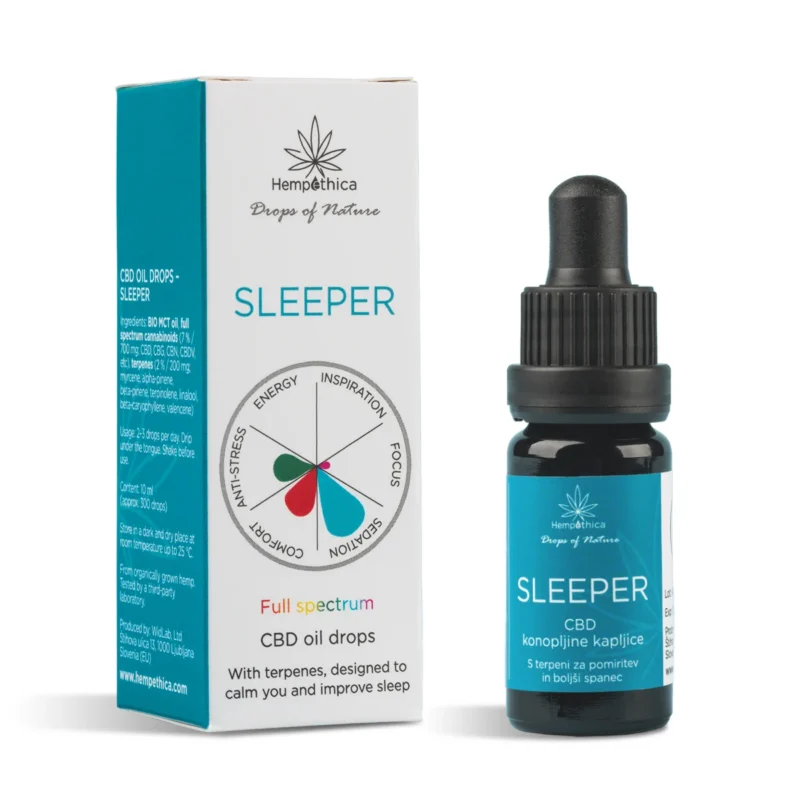 Sleeper - Konopljine CBD kapljice za spanje, namenjene za boljši spanec